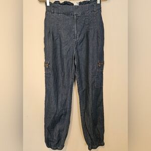Express Size Small Super High Rise Jogger Cargo Zip Pockets Cotton Lyocell Soft
